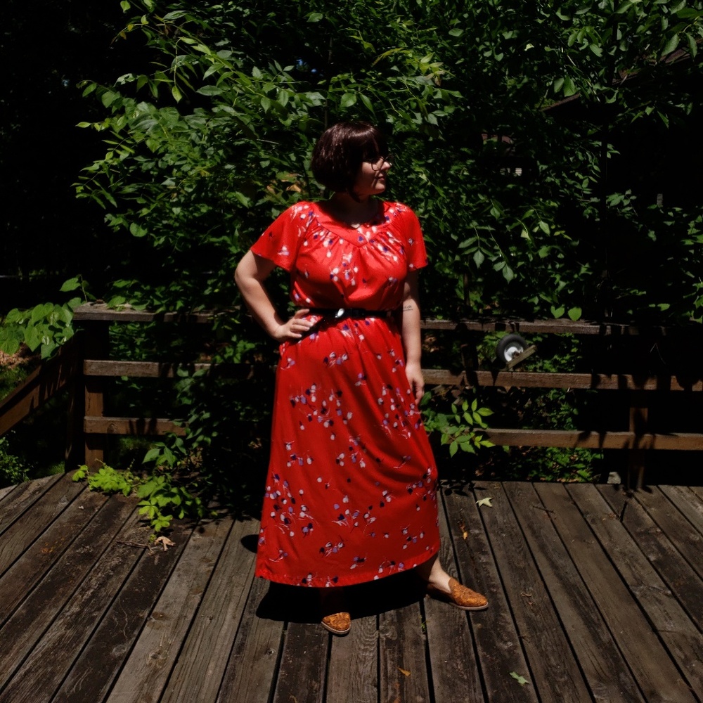 60's Sears Polyester MuuMuu - Size Medium